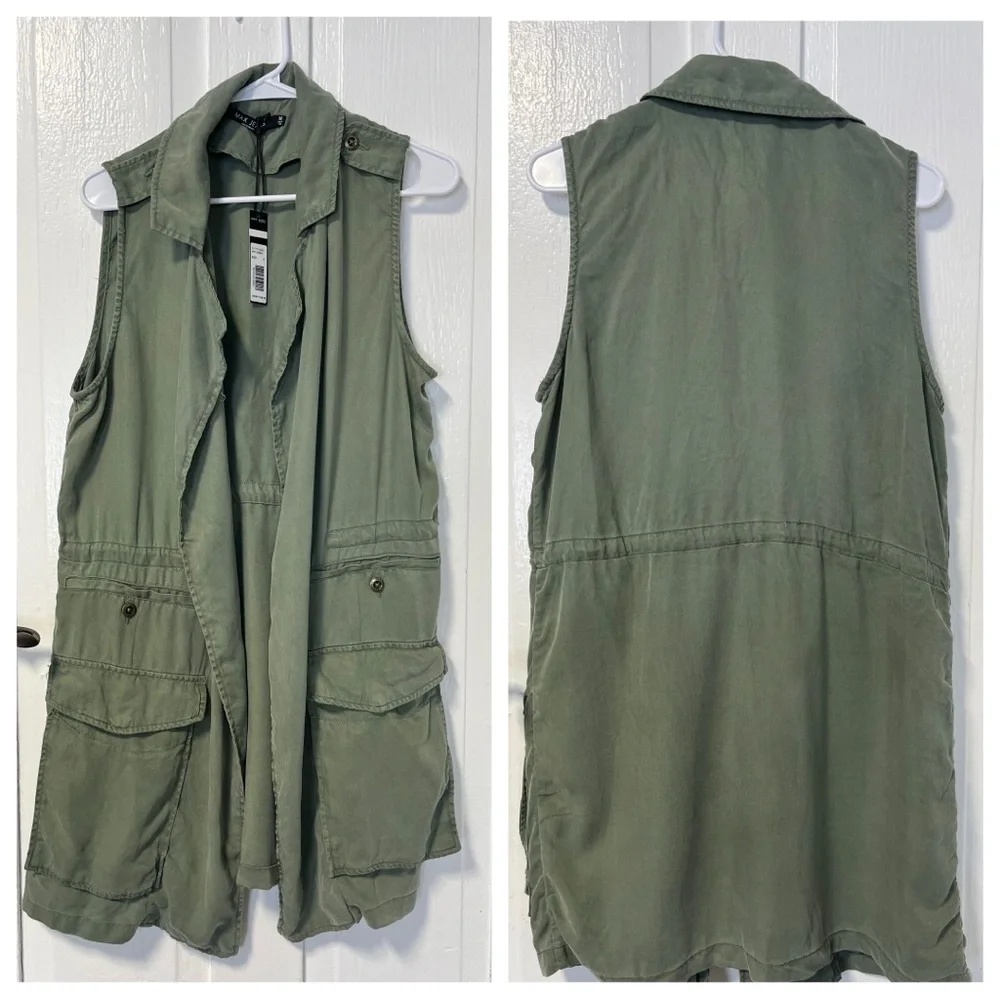 NWT Max Jeans green sleeves tencel cargo style vest size medium - Picture 1 of 9